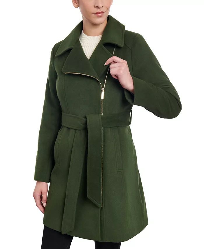 Women's Asymmetric Wool Blend Wrap Coat | Macy's