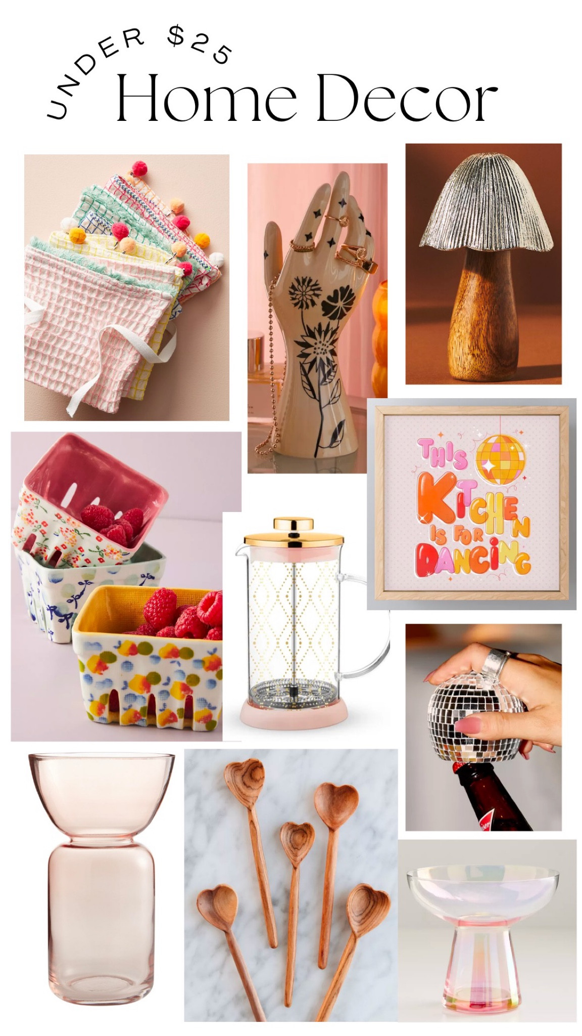 For the home decor lovers! Gift guide $25 and under. Boho, shabby chic, kitchen essentials, pastel, danish, bohemian

#LTKGiftGuide #LTKhome #LTKHoliday