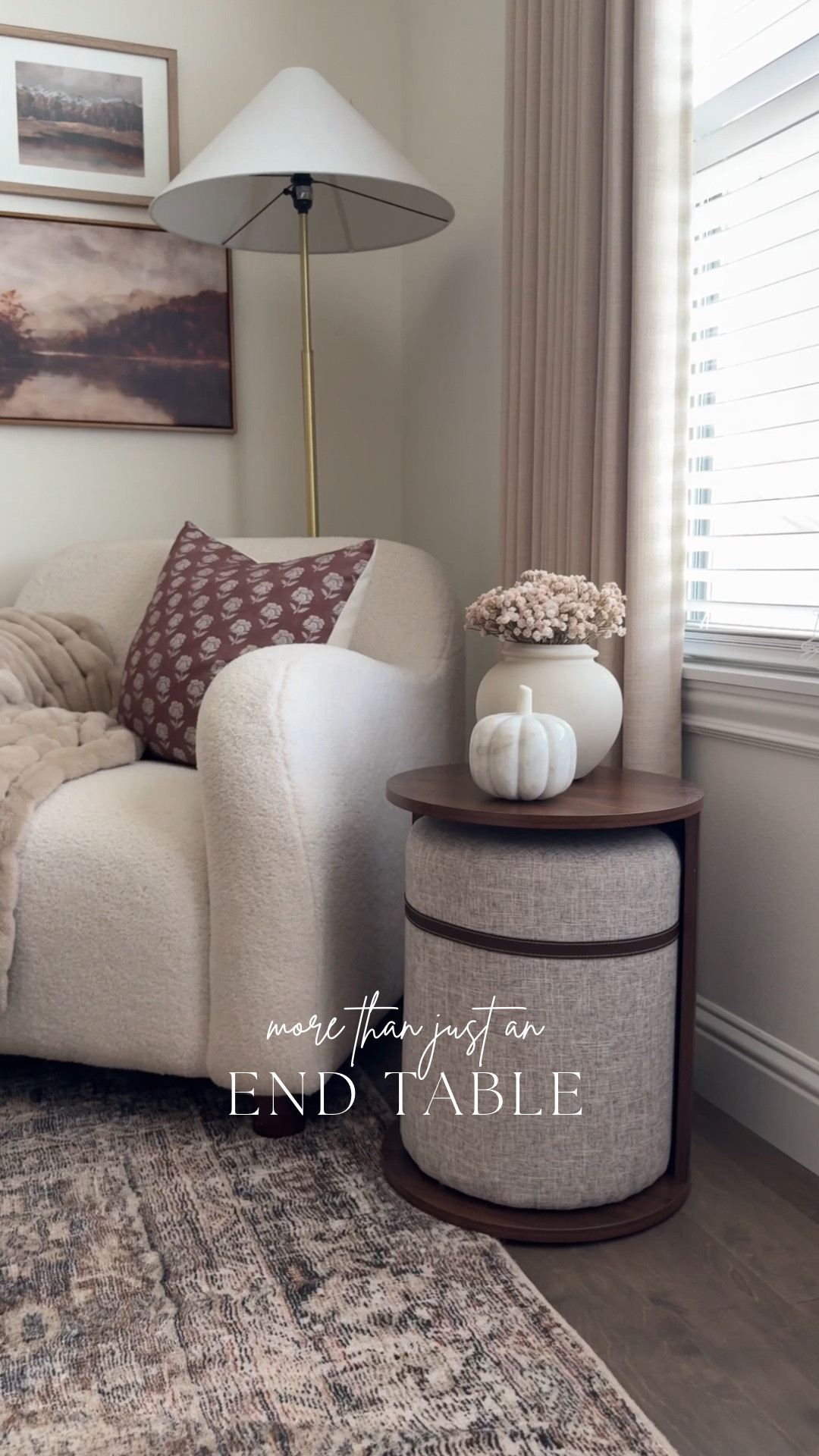 This stylish end table has a surprise tucked underneath! The upholstered stool pulls out for an extra seat when you need it, then tucks away to keep things compact. Such a smart find for smaller spaces!

#LTKHome