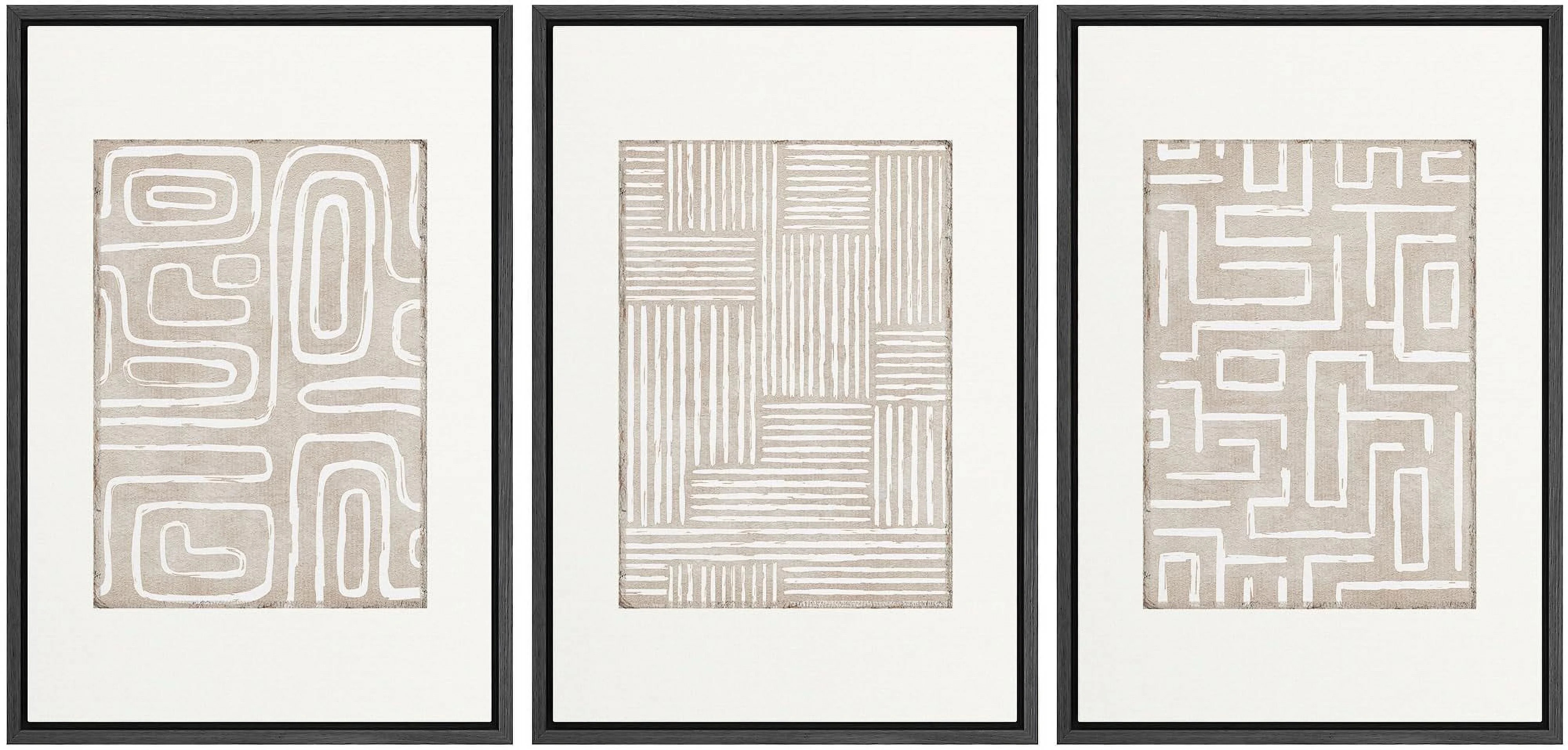 IDEA4WALL Framed Canvas Print Wall Art Set of 3 Minimalist Linear Design Digital Art Wall Decor N... | Walmart (US)