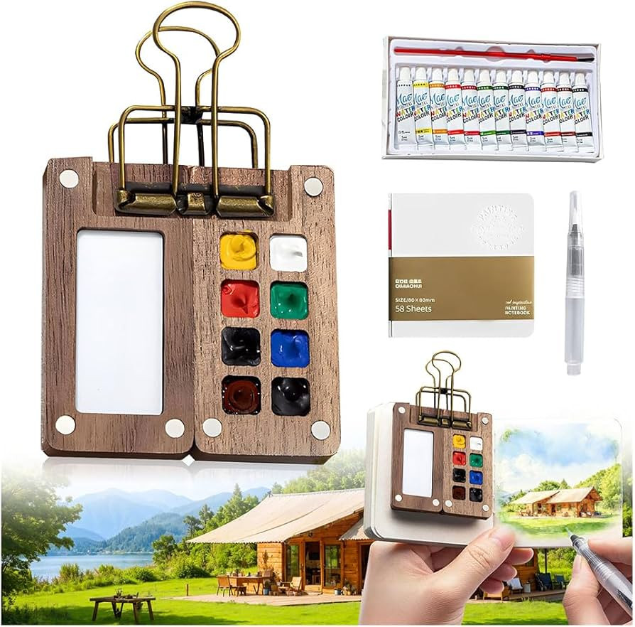 Mini Watercolor Travel Paint Set,Travel Watercolor Kit, Portable Artist Palette Sets with 24 colo... | Amazon (US)