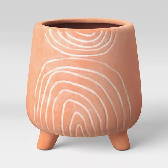 12" Arches Stoneware Outdoor Planter Terracotta/White - Opalhouse™ | Target