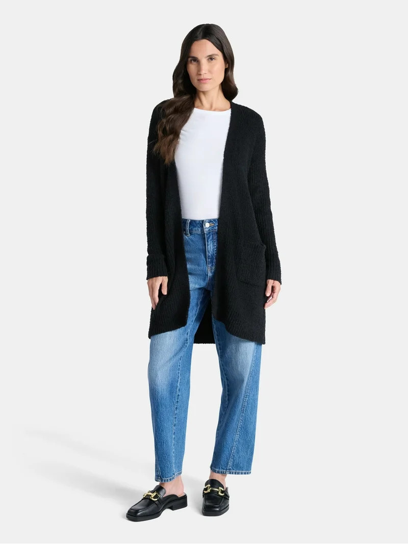 Time and Tru Women’s and Women’s Plus Super Soft Longline Cardigan Sweater, Lightweight, Size... | Walmart (US)