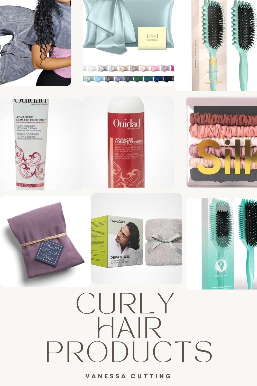 Amazing edition of curly hair products. 
Cape for hair dripping
Plop towel 
Hair brushes one does thicker curls one does thinner curls 
Silk pillowcases
Silk hair ties 
Curl cream
Curl gel 
Microfiber towel 

#LTKFindsUnder50 #LTKBeauty #LTKselfcare