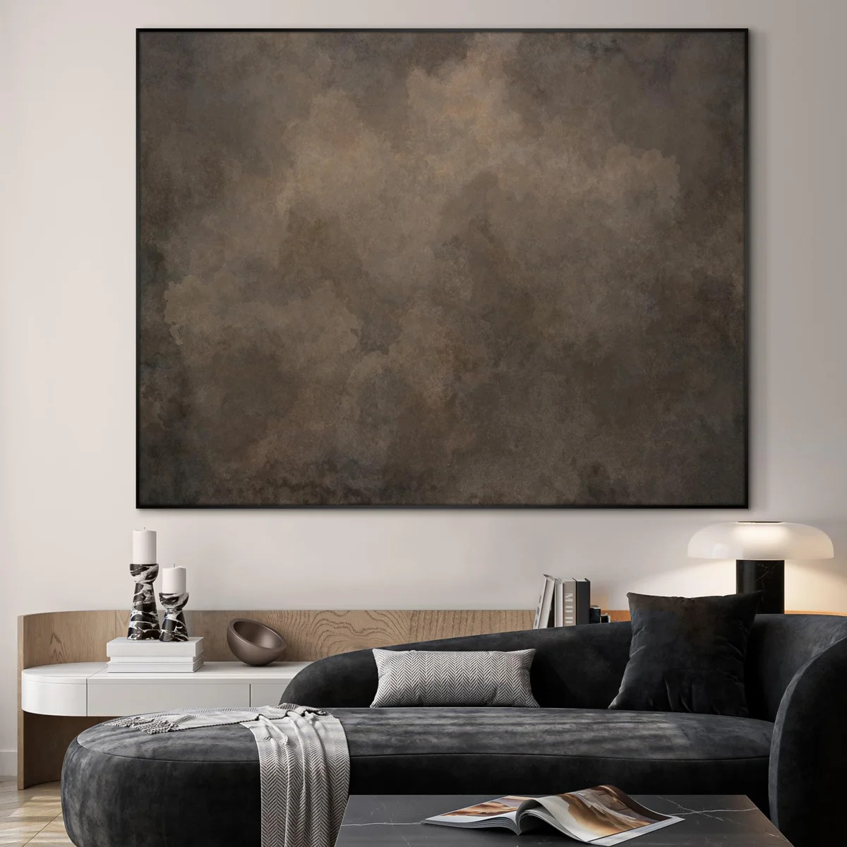 Extra Large Wall Art Fabric Print - Neutral Cloudy Abstract Illustration, Soft Atmospheric Design... | Wayfair North America