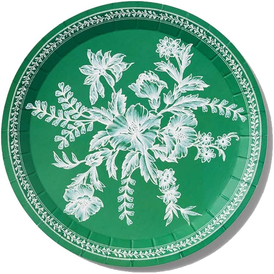 Coterie Emerald Green Floral Paper Plates (Set of 10 Small plates) - Party Plates For Bridal and ... | Amazon (US)