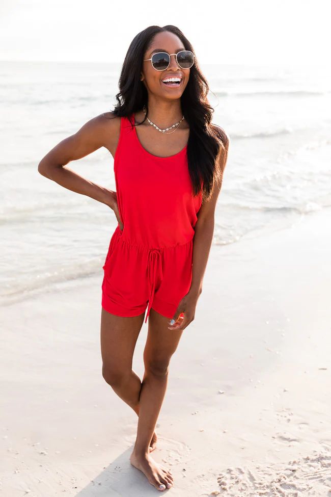 Summer Classics Red Romper | Pink Lily