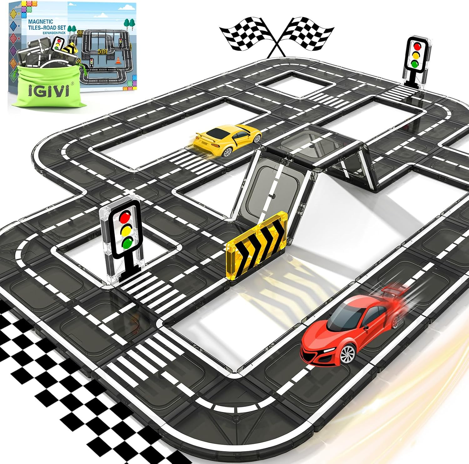 Magnetic Tiles - Road Expansion Pack, Preschool Magnet Toys for Toddlers | Amazon (US)