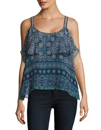 Printed Silk Cold-Shoulder Top | Lord & Taylor
