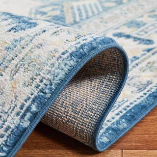 Skyler Beige/Navy 8 ft. x 10 ft. Border Medallion Area Rug | The Home Depot