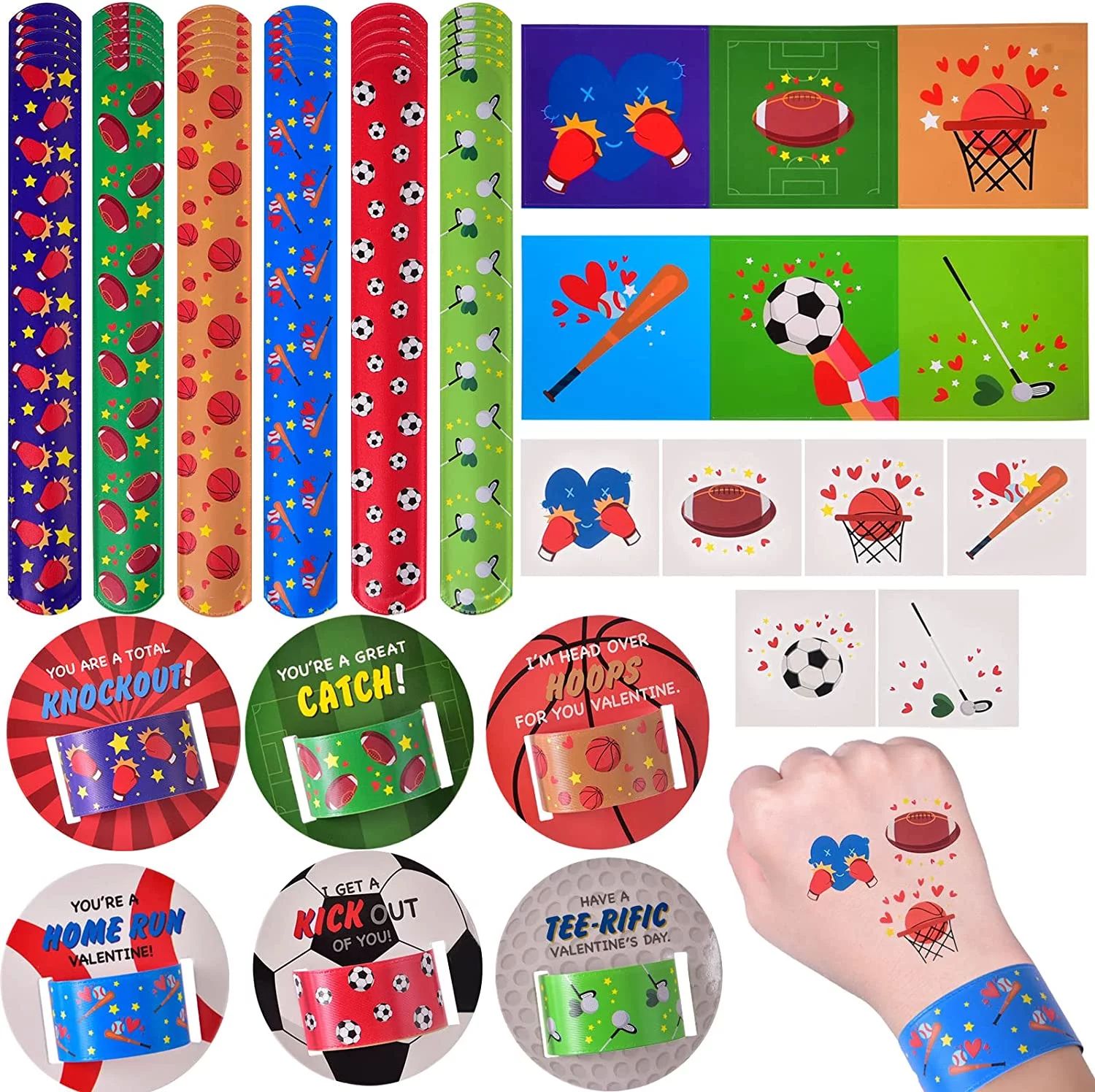 Fun Little Toys 150 Pcs Valentines Day Cards with Slap Bracelets and Stickers, Classroom Valentin... | Walmart (US)