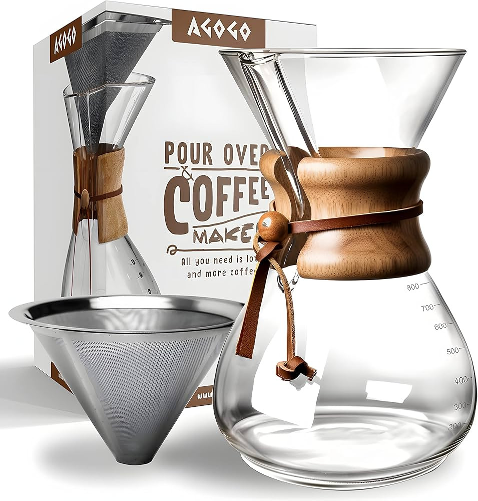 AGOGO Pour Over Coffeemaker Set 800 Milliliters Coffee Maker | Classic Series | with Filter | 8 C... | Amazon (US)
