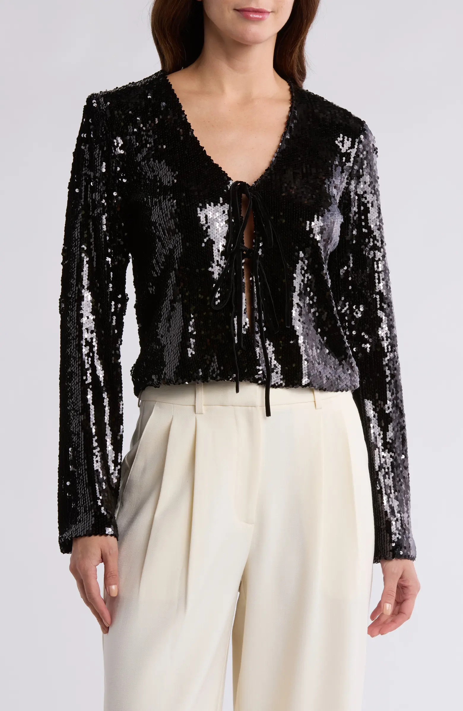 WAYF Tie Front Sequin Top | Nordstromrack | Nordstrom Rack