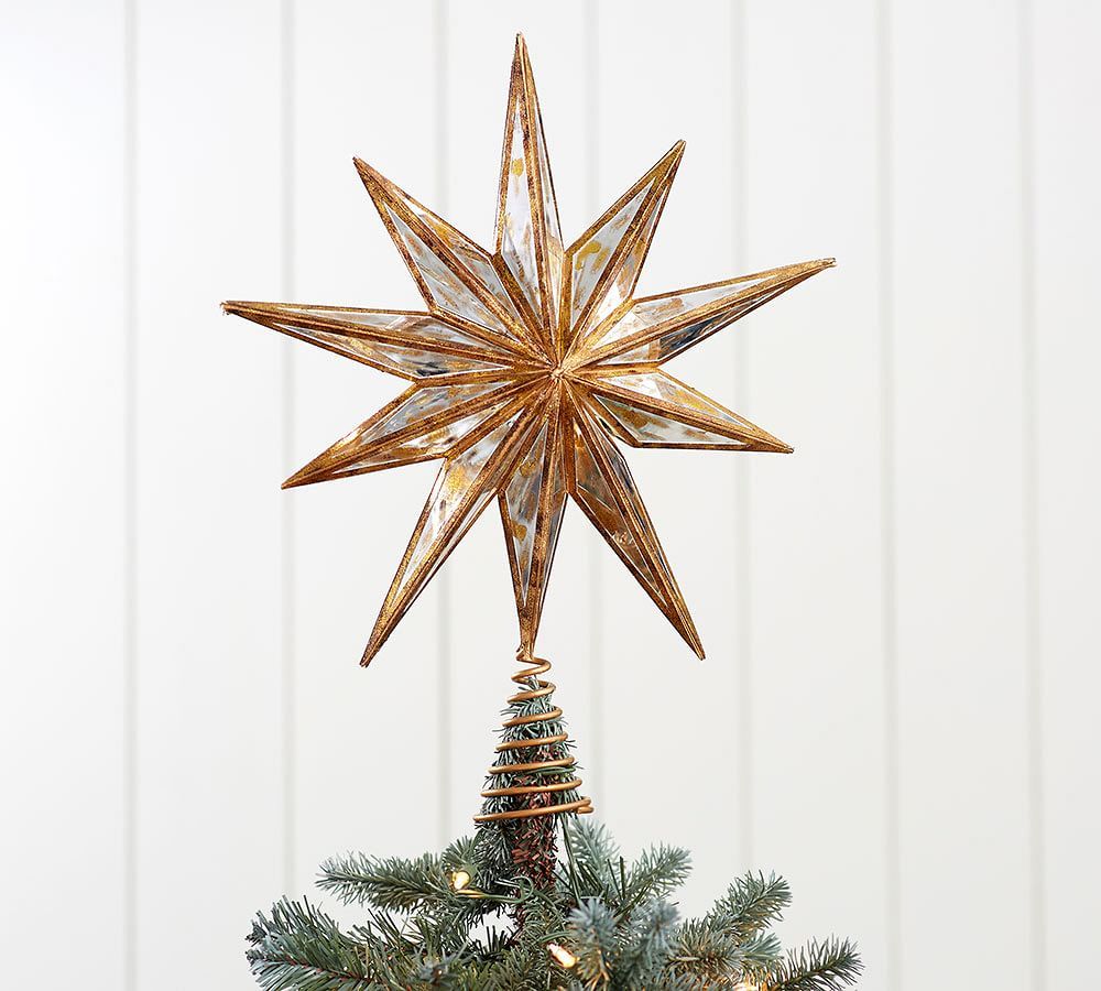 Mirrored Star Topper, Gold - Large 15&amp;quot; x 19&amp;quot; | Pottery Barn (US)