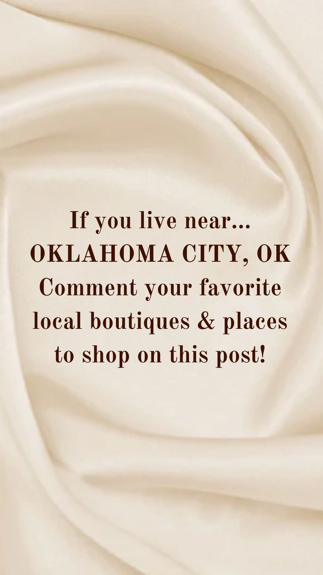 If you live near OKLAHOMA CITY, OKLAHOMA, comment your favorite local boutiques & places to shop on this post! We will keep these posts in a post collection on our LTK page so you can return to them when you travel! So whether you live in this city, or are a frequent traveler, leave all your OKLAHOMA CITY, OKLAHOMA recommendations below!🤎🤎🤎

#LTKFamily #LTKStyleTip #LTKTravel