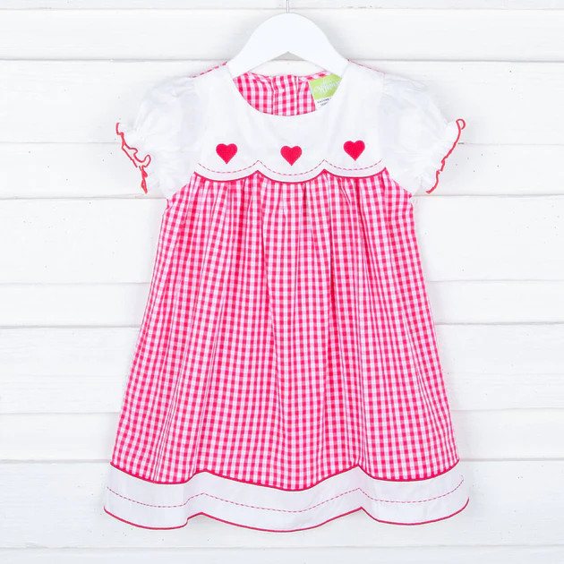 Red Gingham Heart Scalloped Dress | Classic Whimsy