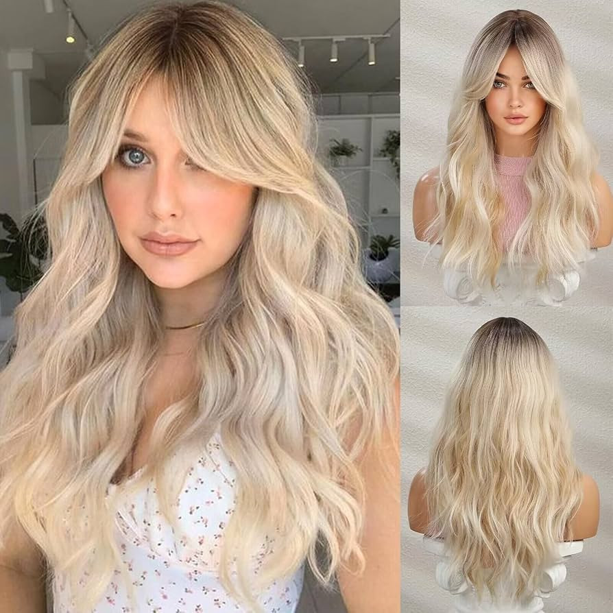 HAIRCUBE Long Wavy Wigs for Women,Synthetic Hair Wig for Daily | Amazon (US)