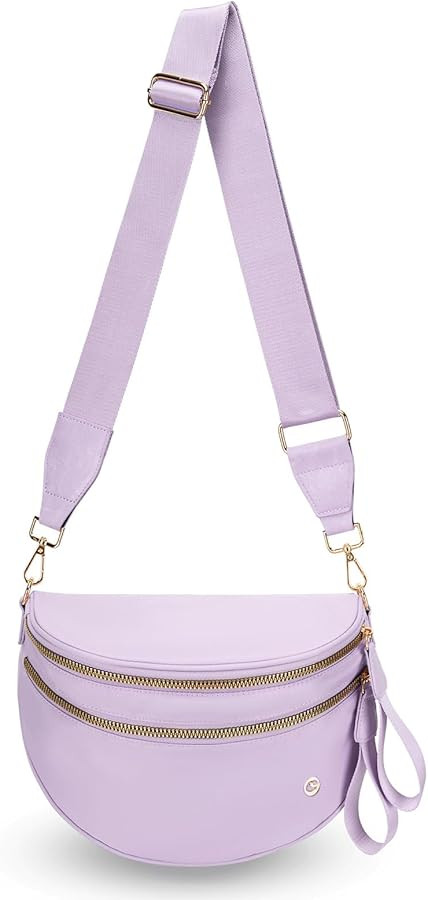 Spacious Crossbody Bag Nylon Bum Bag for Women Fanny Packs Handbags with Adjustable Straps | Amazon (US)