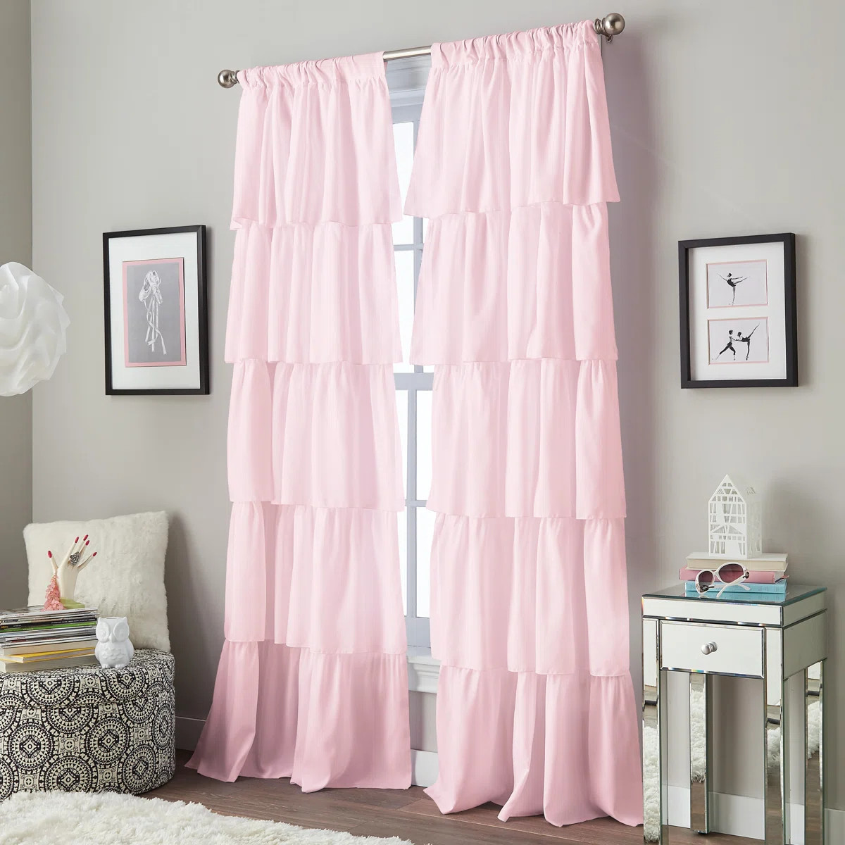Flounced Solid Color Semi-Sheer Rod Pocket Single Curtain Panel | Wayfair North America