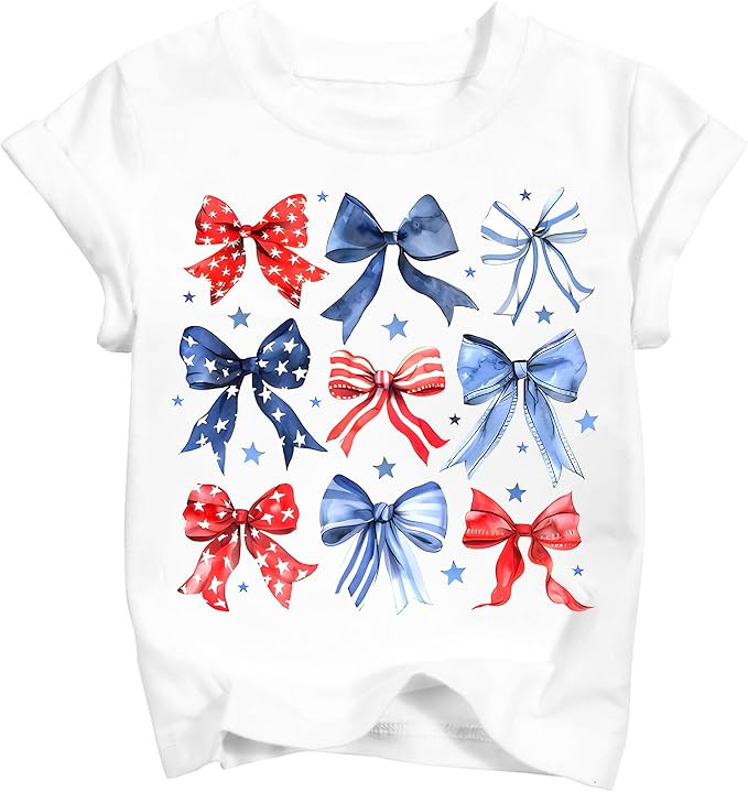 Girls 4th of July Shirt Kids 250th Anniversary Patriotic Tops Toddler Freedom American Flag Tee 2... | Amazon (US)