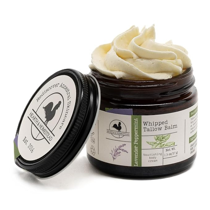 Hearth and Homestead: Handmade Whipped Tallow Balm (Lavender Peppermint): Organic Body Butter wit... | Amazon (US)