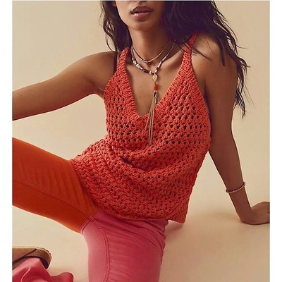 Free People Sweater Tank Size Small Coral rrp $48  Dune Fauxchet | eBay US