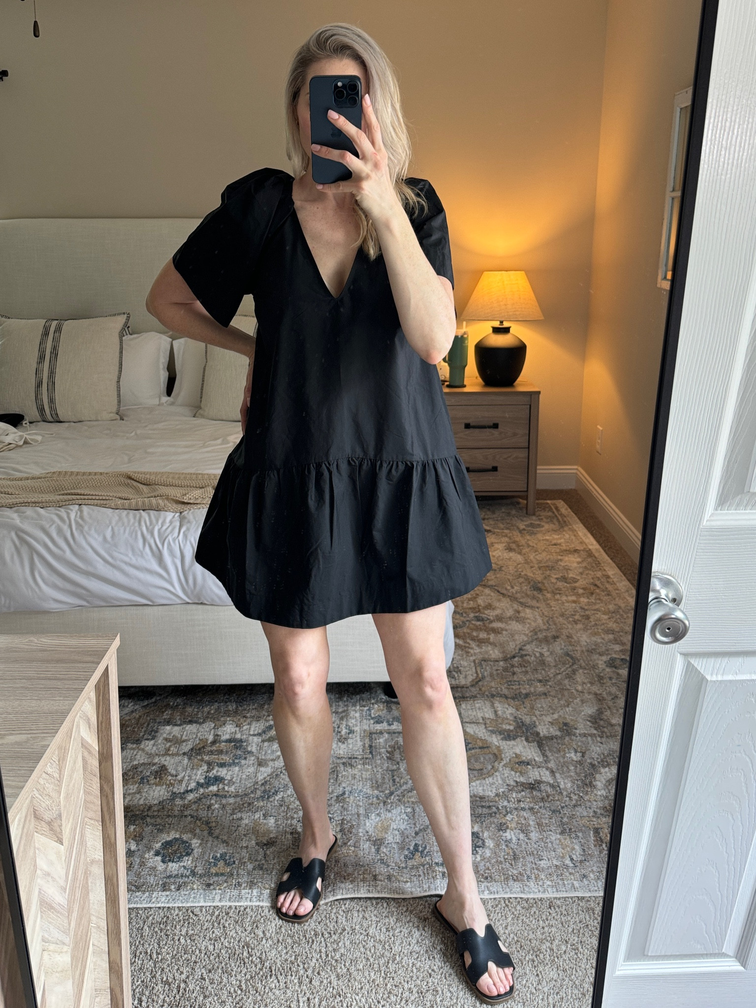 Causal outfit- Black dress and black sandals