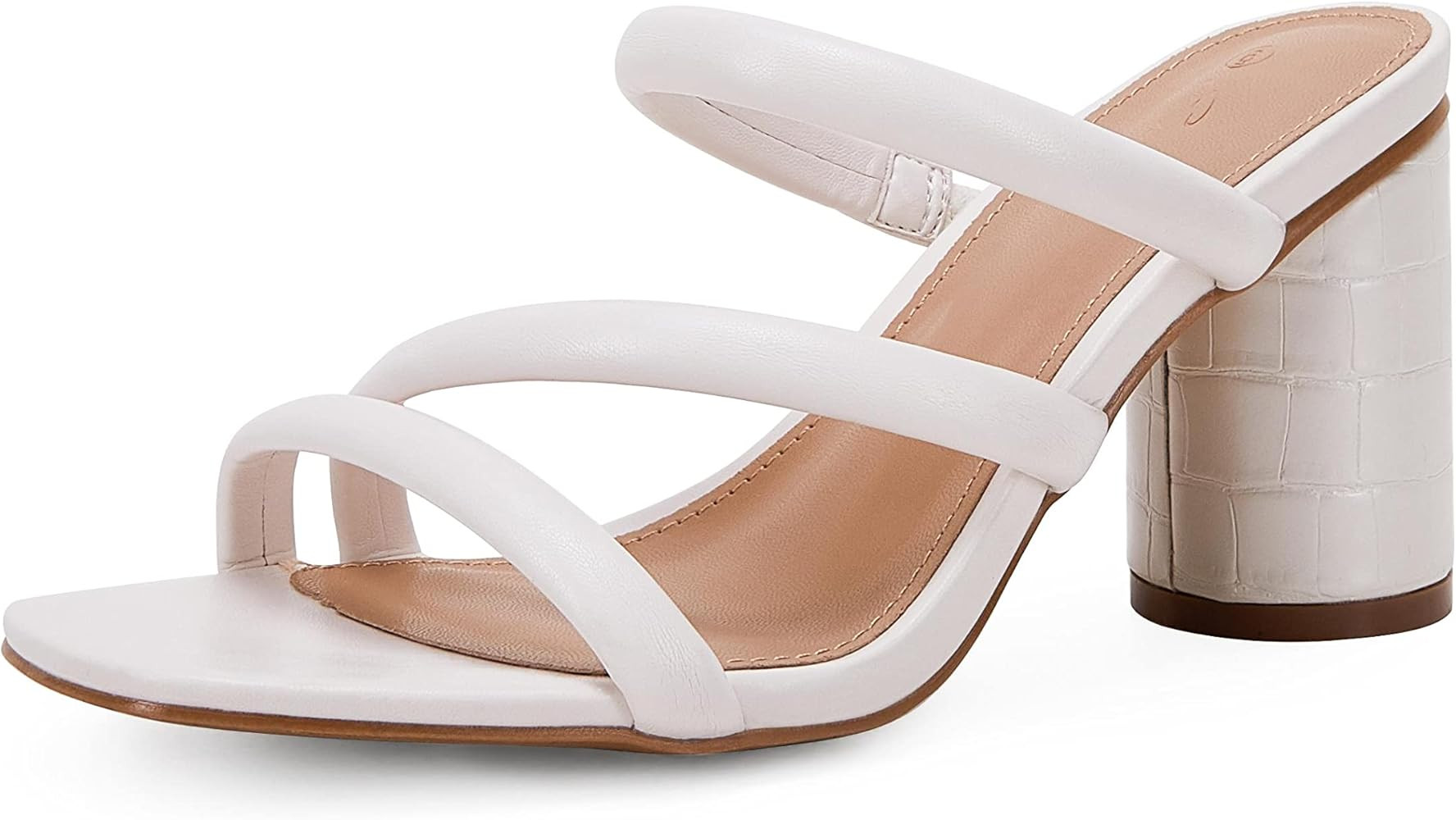 Women's Chunky Block Heeled Sandals Open Toe Strappy Backless Slip On Summer Mule Shoes | Amazon (US)