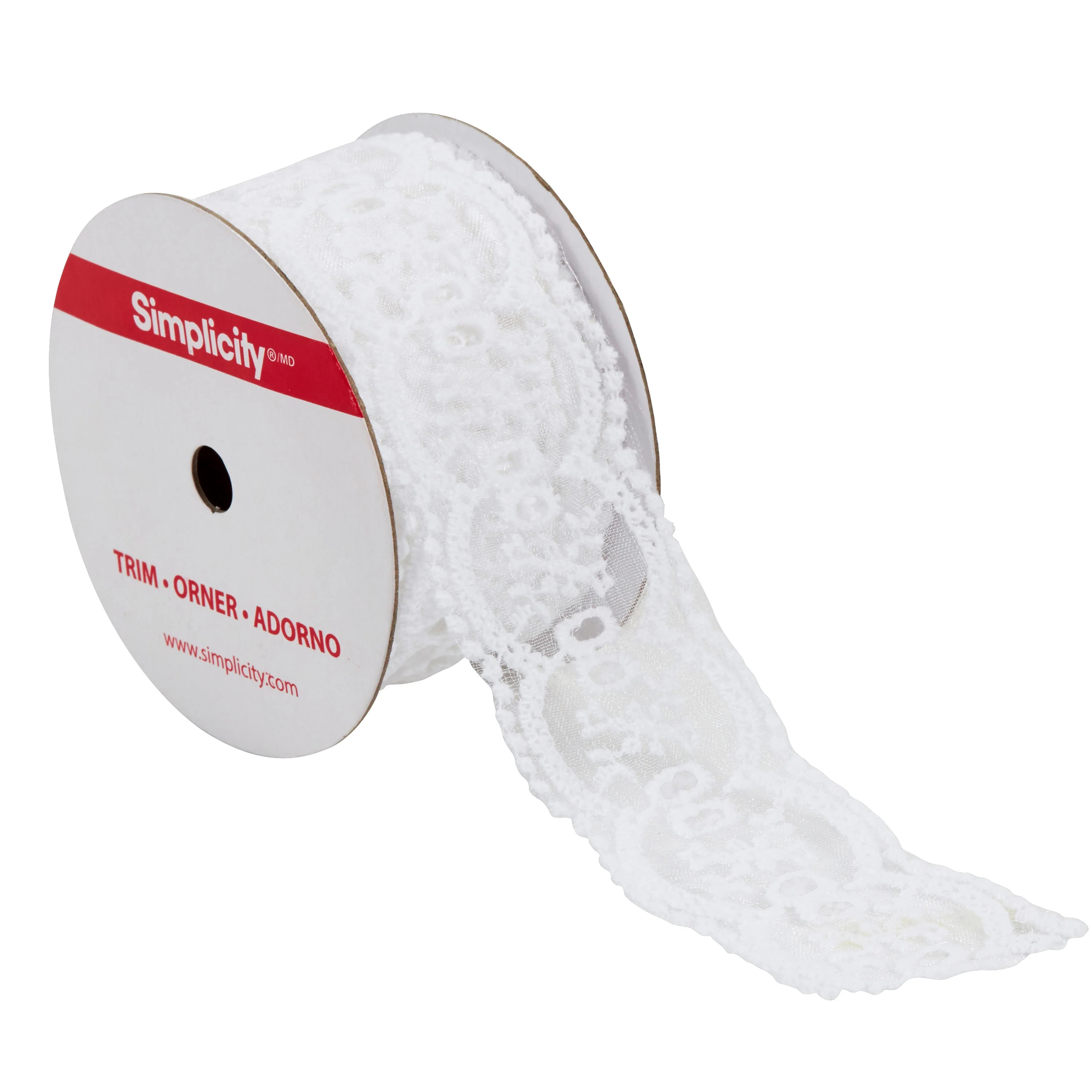 Simplicity Trim, White 1 3/4 inch Embroidered Sheer Lace Trim Great for Apparel, Home Decorating,... | Walmart (US)