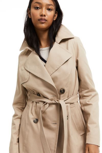 Cotton Trench Coat - Beige - Ladies | H&M US | H&M (US + CA)