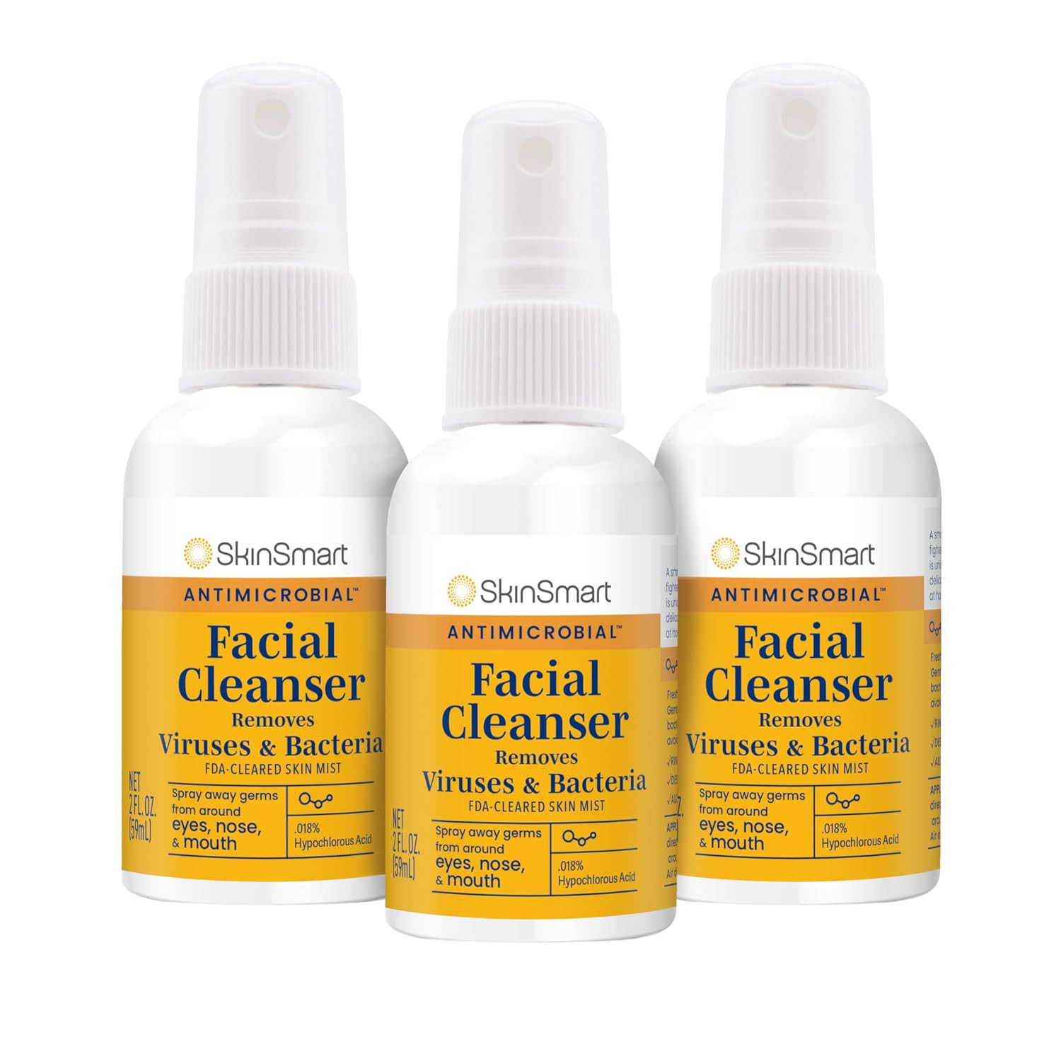 SkinSmart Antimicrobial Facial Cleanser Spray, Remove Viruses 2 oz (3 pack) | Amazon (US)