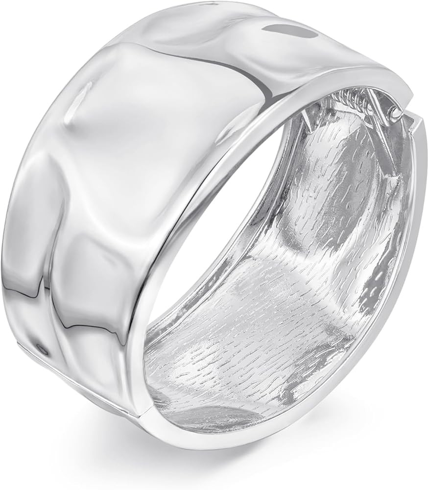 WOWORAMA Chunky Gold Bangle Bracelets for Women Thick Wide Hinged Cuff Bracelets Vintage Statemen... | Amazon (US)