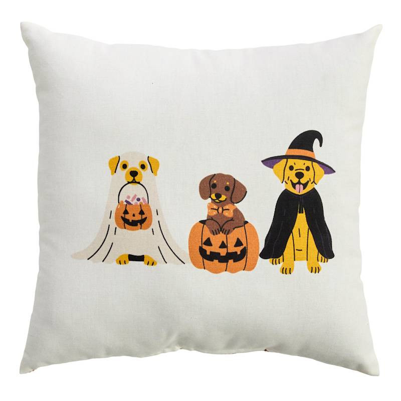 Orange Trick or Treat Dogs Pillow, 16" | At Home