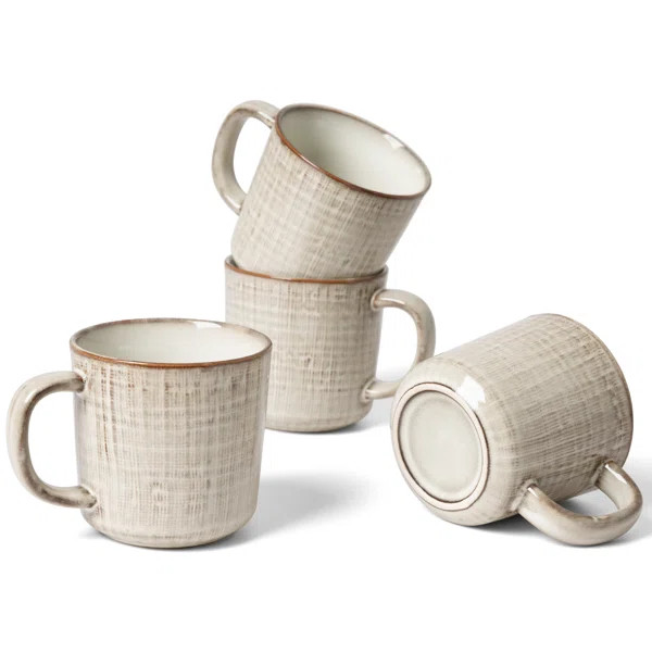 Monasia 4 Piece Stoneware Coffee Mug Set | Wayfair North America