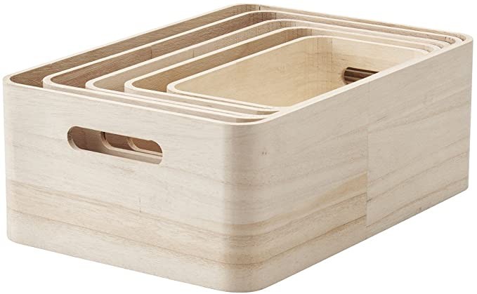 Rig-Tig SAVE-IT Storage Boxes, 5 pcs Set, Wooden Crates, Box, Paulownia Wood, ZPR4 | Amazon (US)