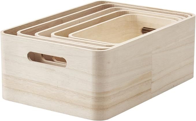 Rig-Tig SAVE-IT Storage Boxes, 5 pcs Set, Wooden Crates, Box, Paulownia Wood, ZPR4 | Amazon (US)
