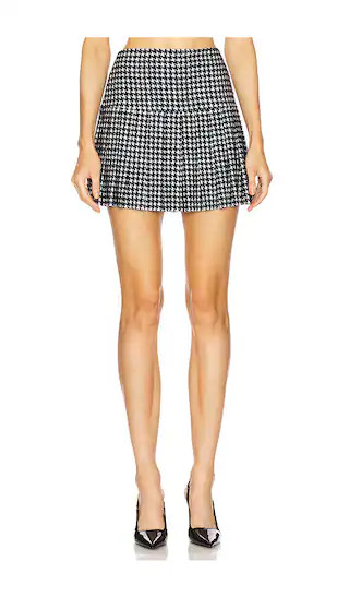 Pleated Mini Skirt in Large Houndstooth | Revolve Clothing (Global)