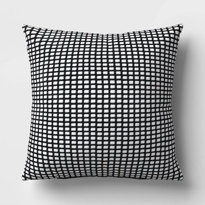 18"x18" Squared Stitch Outdoor Throw Pillow Black - Threshold™ | Target