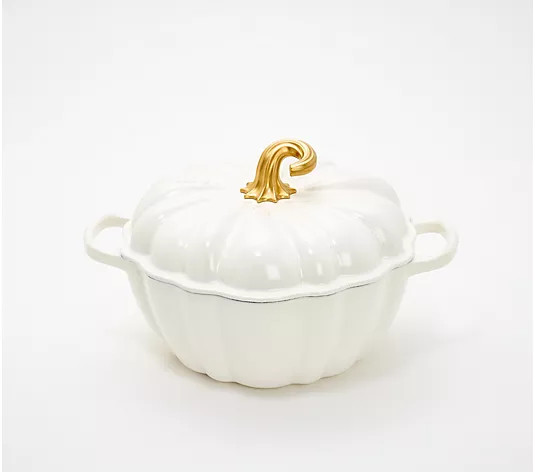 Le Creuset 4-qt Enameled Cast-Iron Pumpkin Cocotte - QVC.com | QVC
