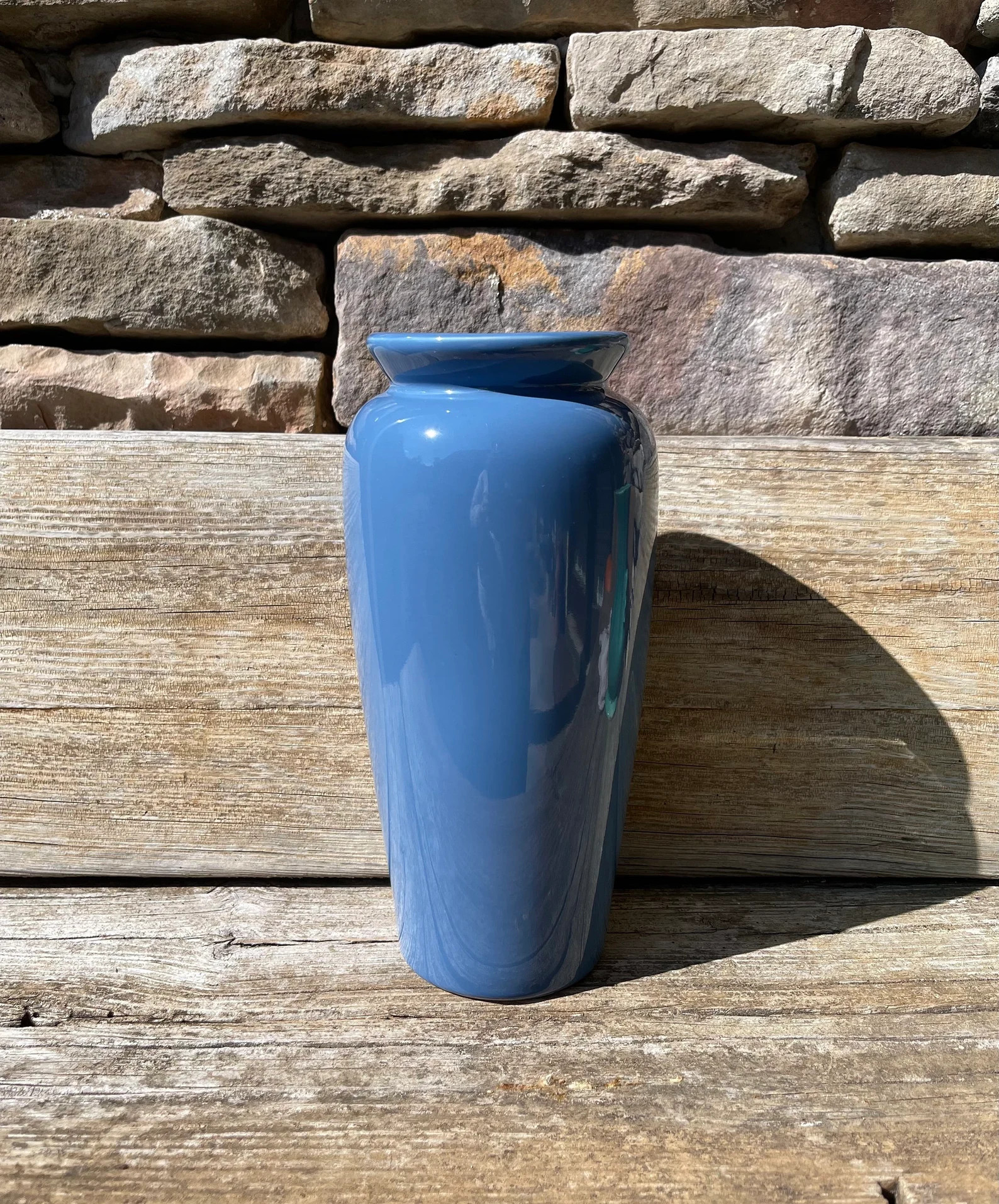 Harris Potteries Tall Blue Floral Vase with Original Sticker | Etsy (Global)