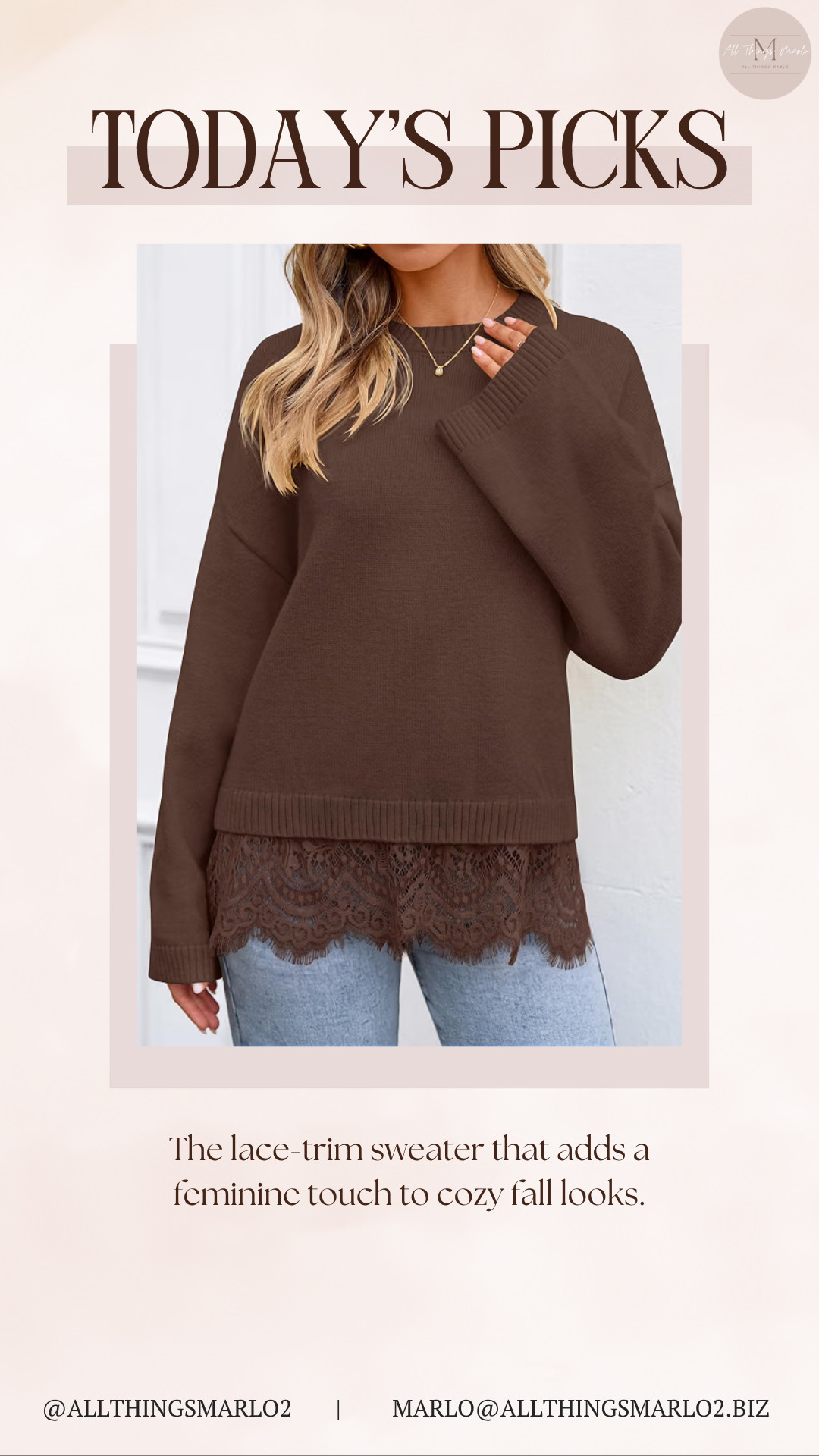 The lace-trim sweater that adds a feminine touch to cozy fall looks. 

 #LTKSeasonal #LTKWorkwear #LTKTravel