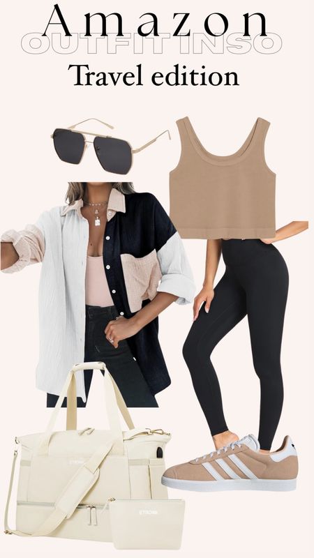 Spring travel outfits 
Amazon travel outfit 
Lulu legging look for less
Airport outfit spring outfit 
Travel bag 
Carry on bag 

#LTKstyletip #LTKfindsunder100 #LTKtravel