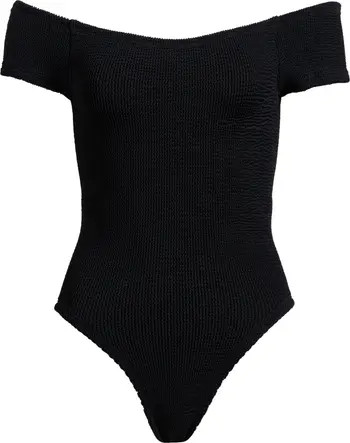 Grace Off the Shoulder Seersucker One-Piece Swimsuit | Nordstrom