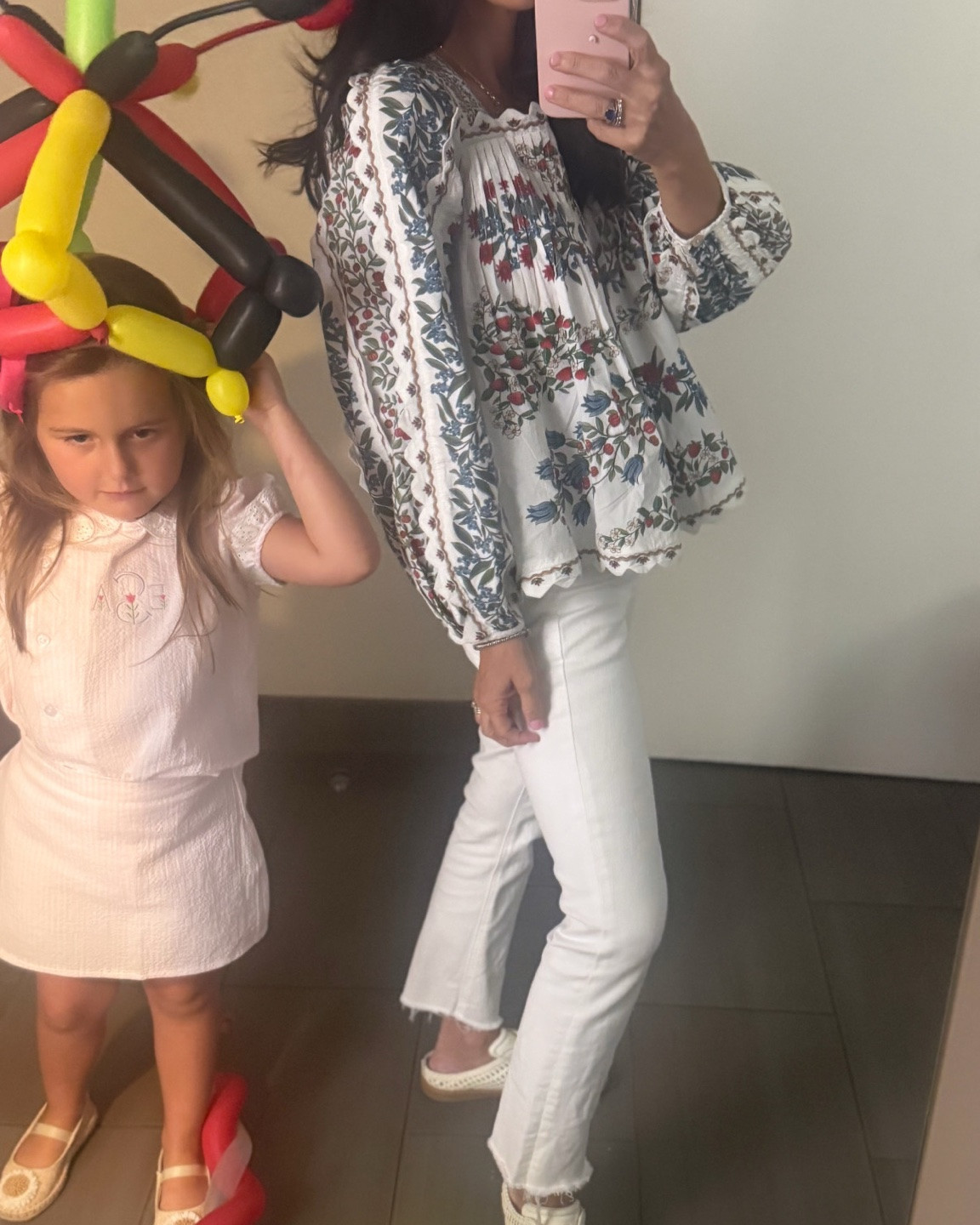 Love this blouse from Farm Rio and my go to jeans in every color are Mother! Paired with a fun sneaker🤍 easiest mom outfit!

#LTKootd #LTKmomlife #LTKgrwm