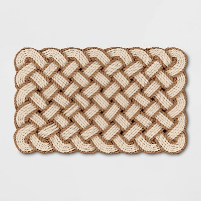 1'6"x2'6" Lovers Knot Coir Doormat Cream/Brown - Threshold™: Outdoor High Pile Basket Weave Front Door Mat | Target