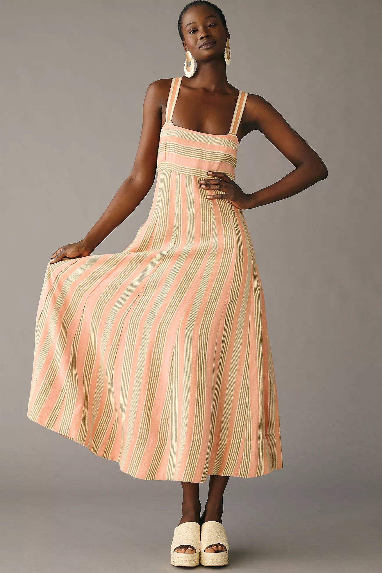 Maeve Square-Neck Tie-Back A-Line Dress | Anthropologie (US)