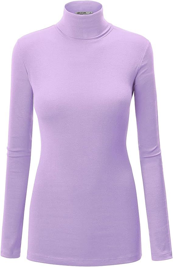 Lock and Love Women's Soft Basic Lightweight Long Sleeve Turtleneck Top S-3XL_Made in U.S.A. | Amazon (US)