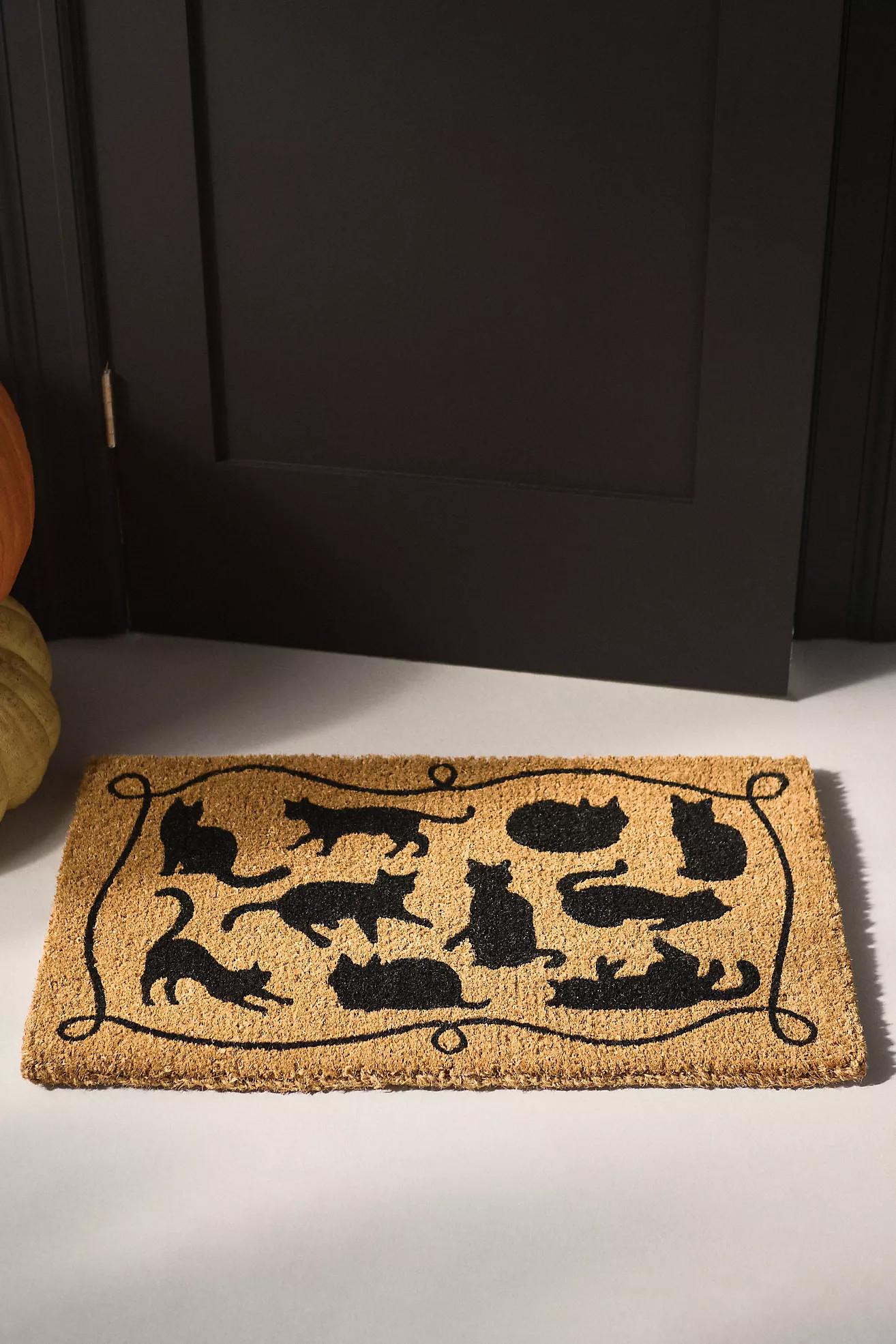 Black Cats Printed Coir Doormat | Anthropologie (US)