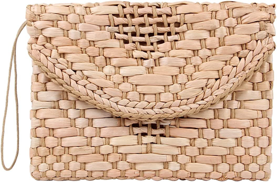 Kuang Womens Straw Clutch Purse Handbag Shoulder Clutch Envelope Wallet Beach Straw Purse for Lad... | Amazon (US)