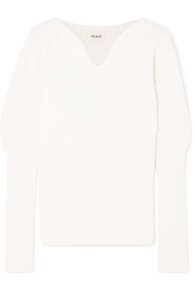 Khaite - Selena Ribbed Merino Wool Sweater - White | NET-A-PORTER (US)
